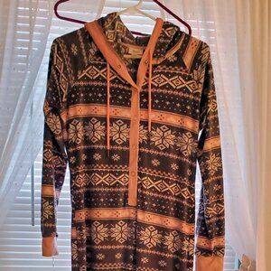 Hooded Velour Onesie Unionsuit Pajamas Small